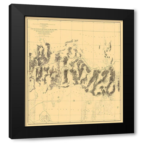 Humboldt Range Mud Lakes Nevada - Davis 1855 Black Modern Wood Framed Art Print with Double Matting by Davis