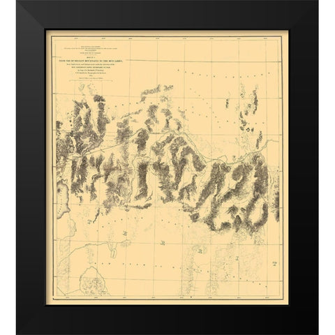 Humboldt Range Mud Lakes Nevada - Davis 1855 Black Modern Wood Framed Art Print by Davis