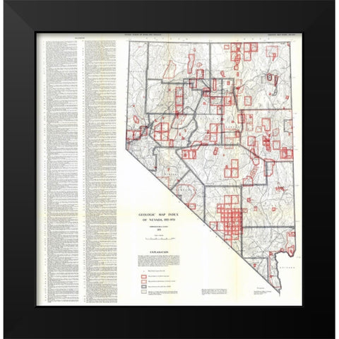 Geologic Index Nevada Mines - Lutsey 1955 Black Modern Wood Framed Art Print by Lutsey