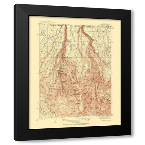 Jarbidge Nevada Idaho Quad - USGS 1943 Black Modern Wood Framed Art Print with Double Matting by USGS
