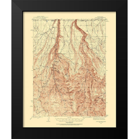 Jarbidge Nevada Idaho Quad - USGS 1943 Black Modern Wood Framed Art Print by USGS