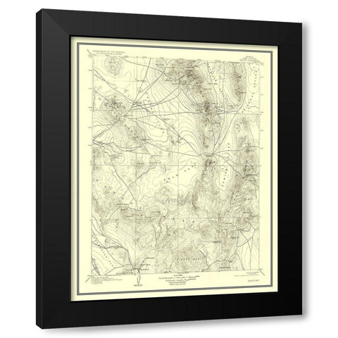 Kawich Nevada Quad - USGS 1908 Black Modern Wood Framed Art Print with Double Matting by USGS