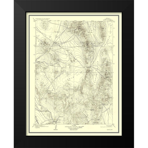 Kawich Nevada Quad - USGS 1908 Black Modern Wood Framed Art Print by USGS