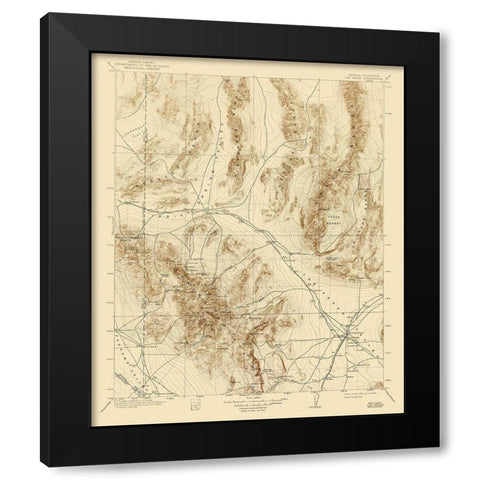Las Vegas Nevada Quad - USGS 1908 Black Modern Wood Framed Art Print with Double Matting by USGS