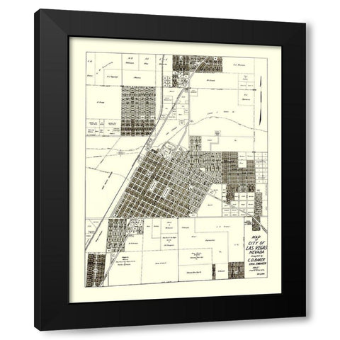Las Vegas Nevada Landowner - Baker 1940 Black Modern Wood Framed Art Print with Double Matting by Baker