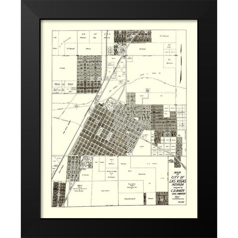 Las Vegas Nevada Landowner - Baker 1940 Black Modern Wood Framed Art Print by Baker