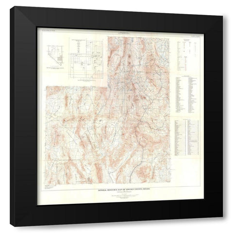 Lincoln County Minerals Nevada Mines - Tschanz Black Modern Wood Framed Art Print with Double Matting by Tschanz