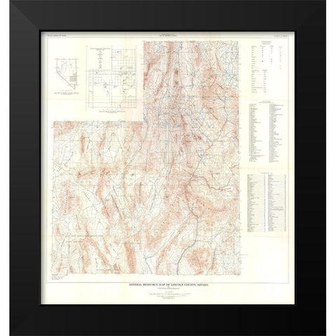 Lincoln County Minerals Nevada Mines - Tschanz Black Modern Wood Framed Art Print by Tschanz