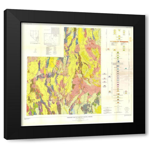 Lincoln County Nevada Mines - Tschanz 1954 Black Modern Wood Framed Art Print with Double Matting by Tschanz