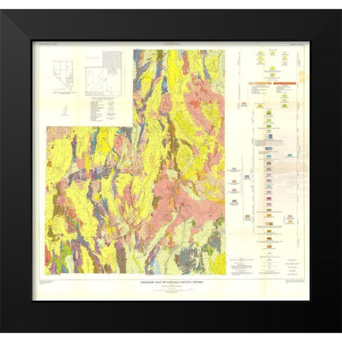 Lincoln County Nevada Mines - Tschanz 1954 Black Modern Wood Framed Art Print by Tschanz