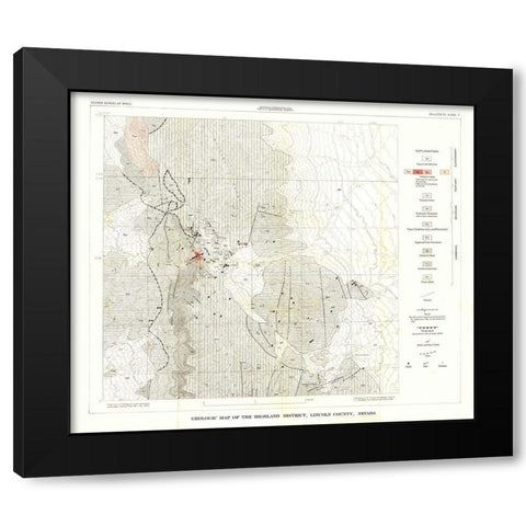 Highland District Lincoln County NV Mines Black Modern Wood Framed Art Print with Double Matting by Tschanz