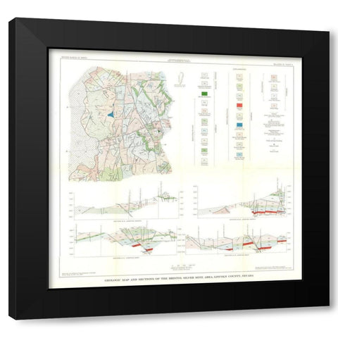Lincoln County Bristol Silver Mine Area NV Black Modern Wood Framed Art Print with Double Matting by USGS