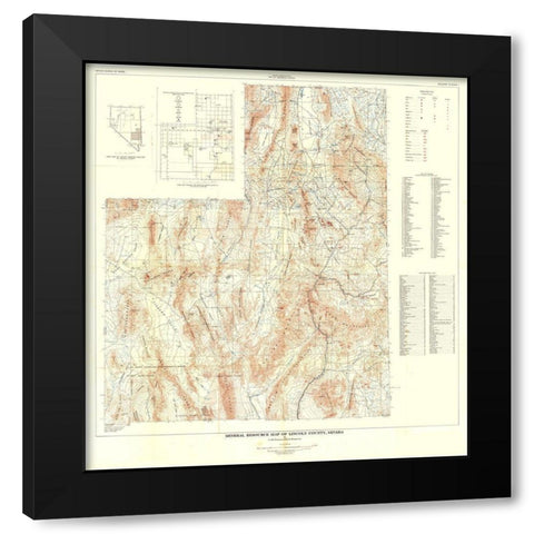 Lincoln County Minerals Nevada Mines - Tschanz Black Modern Wood Framed Art Print with Double Matting by Tschanz