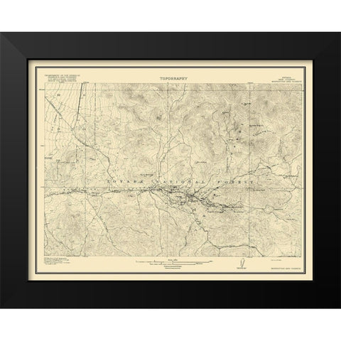 Manhattan Vicinity Nevada - USGS 1916 Black Modern Wood Framed Art Print by USGS