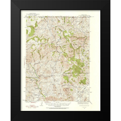 Mountain City Nevada Idaho Quad - USGS 1936 Black Modern Wood Framed Art Print by USGS