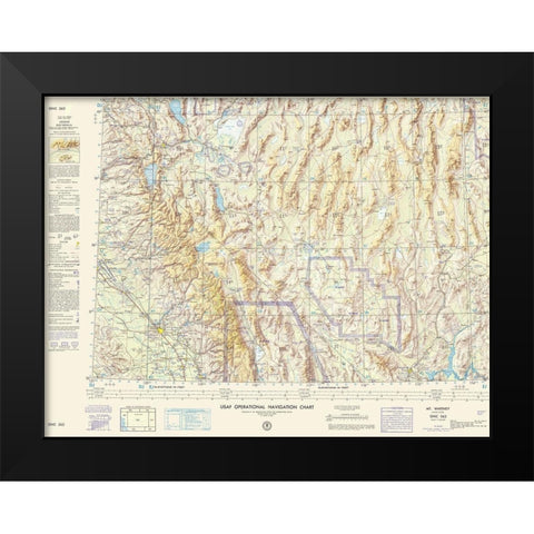 Mt Whitney California Nevada Arizona Sheet Black Modern Wood Framed Art Print by USAF