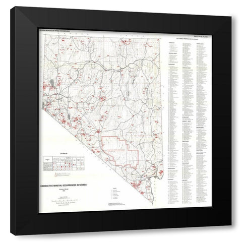 Radioactive Minerals Nevada Mines - Garside 1973 Black Modern Wood Framed Art Print with Double Matting by Garside