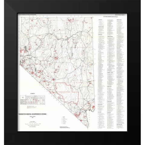 Radioactive Minerals Nevada Mines - Garside 1973 Black Modern Wood Framed Art Print by Garside