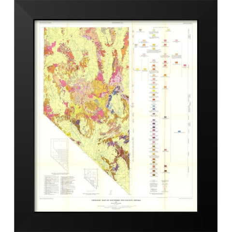 Southern Nye County Nevada Mines - Cornwall 1954 Black Modern Wood Framed Art Print by Cornwall