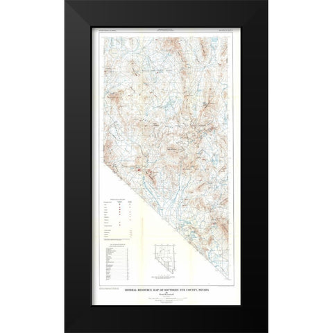 Southern Nye County Minerals NV Mines Black Modern Wood Framed Art Print by Cornwall