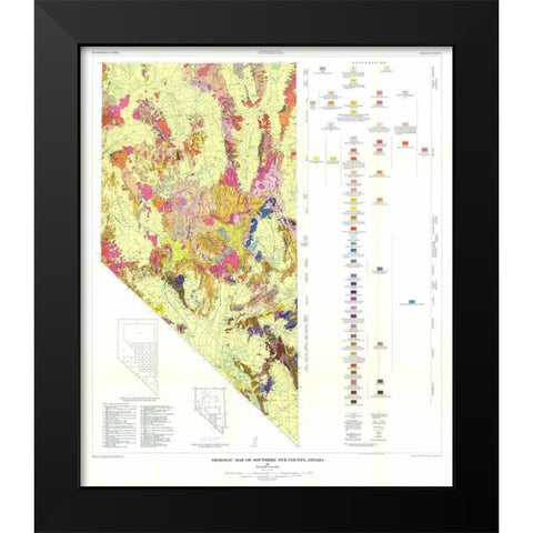 S Nye County  NV Mines - Cornwall  1967 Black Modern Wood Framed Art Print by Cornwall