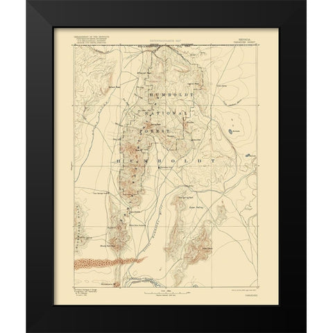 Paradise Nevada Sheet - USGS 1893 Black Modern Wood Framed Art Print by USGS