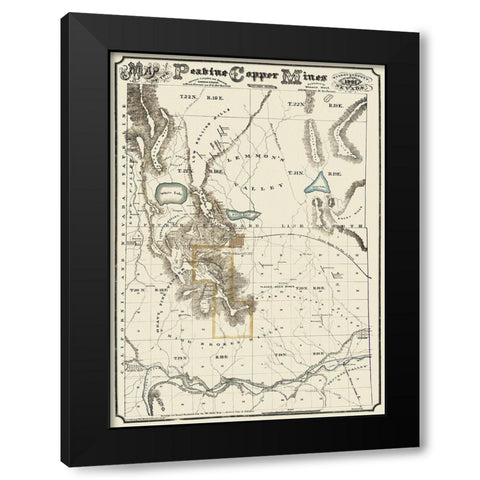 Peavine Copper Mines Nevada - Hatch 1867 Black Modern Wood Framed Art Print with Double Matting by Hatch
