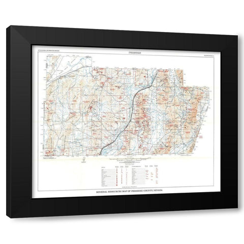 Pershing County Minerals Nevada Mines Black Modern Wood Framed Art Print with Double Matting by Johnson