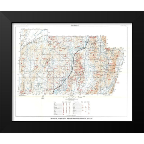 Pershing County Minerals Nevada Mines Black Modern Wood Framed Art Print by Johnson