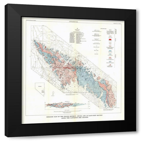 Pioche District Castleton Ore Channel NV Mines Black Modern Wood Framed Art Print with Double Matting by USGS