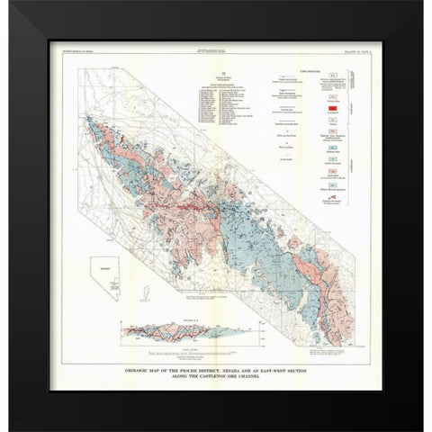 Pioche District Castleton Ore Channel NV Mines Black Modern Wood Framed Art Print by USGS
