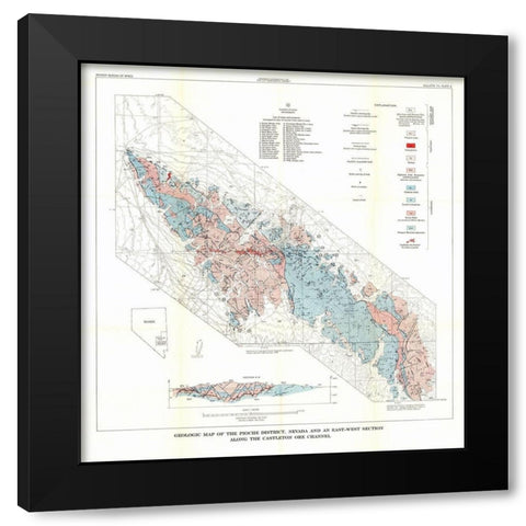 Pioche District Castleton Ore Channel NV Mines Black Modern Wood Framed Art Print with Double Matting by USGS