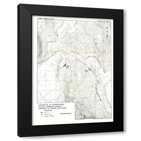 Lake Pyramid Calcium Nevada Mines - USGS 1966 Black Modern Wood Framed Art Print with Double Matting by USGS