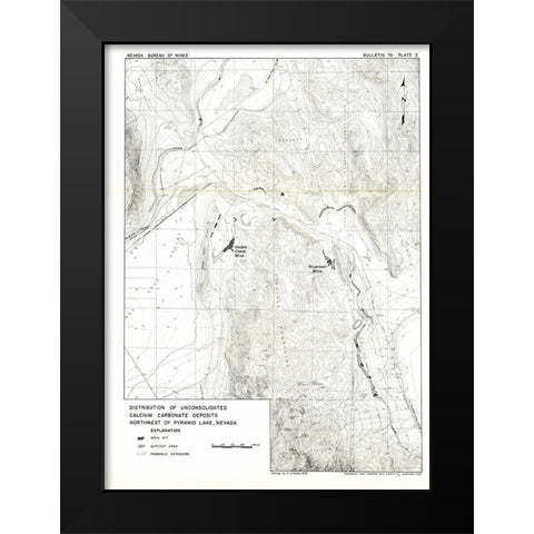 Lake Pyramid Calcium Nevada Mines - USGS 1966 Black Modern Wood Framed Art Print by USGS