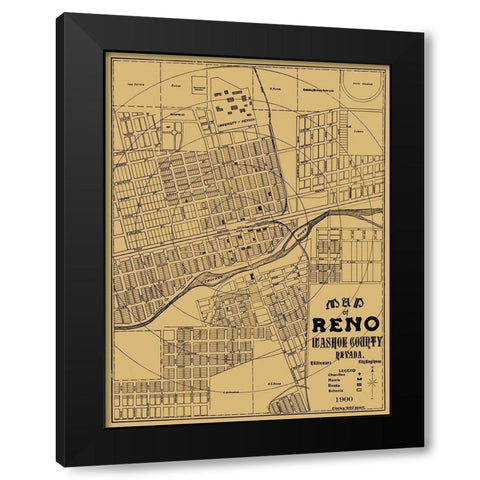 Reno Nevada Landowner - Stewart 1900 Black Modern Wood Framed Art Print with Double Matting by Stewart