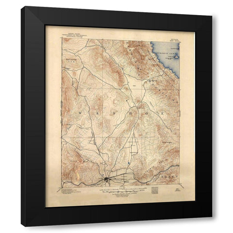 Reno Nevada Sheet - USGS 1893 Black Modern Wood Framed Art Print with Double Matting by USGS