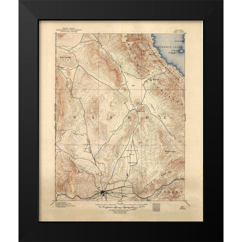 Reno Nevada Sheet - USGS 1893 Black Modern Wood Framed Art Print by USGS