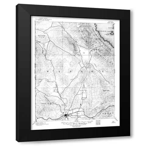 Reno Nevada Sheet - USGS 1889 Black Modern Wood Framed Art Print with Double Matting by USGS