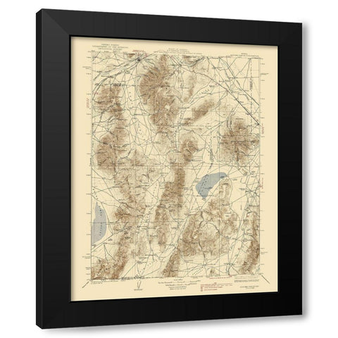 Sonoma Range Nevada Quad - USGS 1939 Black Modern Wood Framed Art Print with Double Matting by USGS