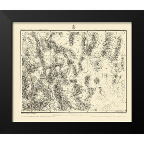 Southern Nevada California Geographical Sheet Black Modern Wood Framed Art Print by US Army