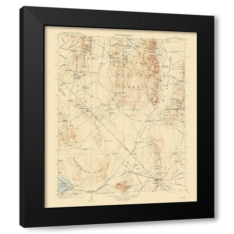 Tonopah Nevada Quad - USGS 1908 Black Modern Wood Framed Art Print by USGS