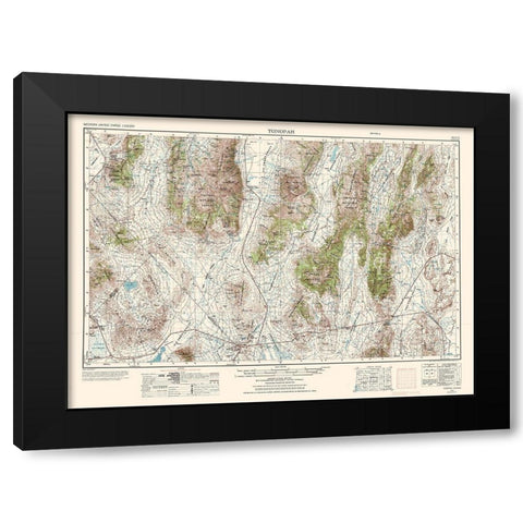 Tonopah Nevada Quad - USGS 1956 Black Modern Wood Framed Art Print with Double Matting by USGS