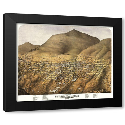 Virginia City Nevada - Koch 1875 Black Modern Wood Framed Art Print with Double Matting by Koch