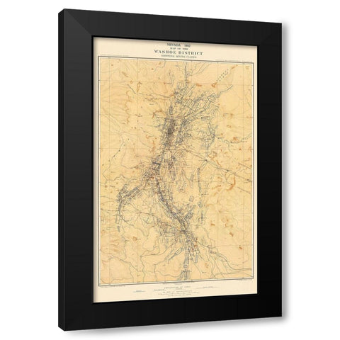 Washoe Mining District Claims Nevada - Hoffman Black Modern Wood Framed Art Print by Hoffman