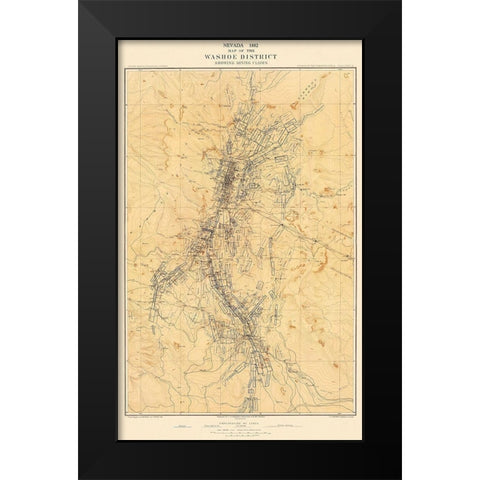 Washoe Mining District Claims Nevada - Hoffman Black Modern Wood Framed Art Print by Hoffman