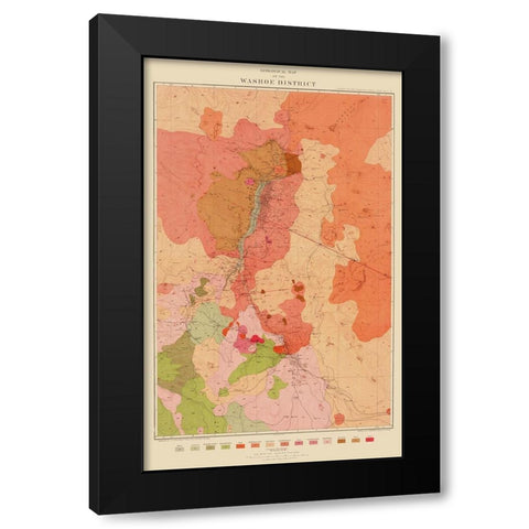 Washoe District Nevada - Becker 1882 Black Modern Wood Framed Art Print with Double Matting by Becker