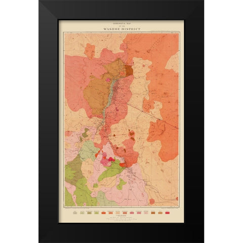Washoe District Nevada - Becker 1882 Black Modern Wood Framed Art Print by Becker