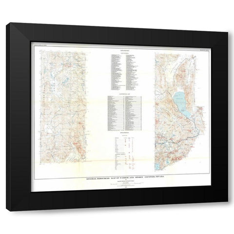 Washoe Storey Counties Mineral NV Mines Black Modern Wood Framed Art Print by Bonham