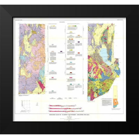 Washoe Storey Counties Nevada Mines - Bonham 1969 Black Modern Wood Framed Art Print by Bonham