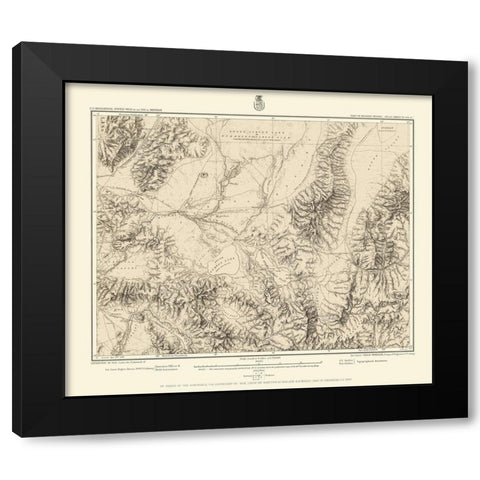 Western Nevada Geographical Sheet - US Army 1882 Black Modern Wood Framed Art Print with Double Matting by US Army